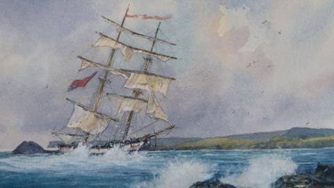 Painting of the wreck of HMS Racehorse