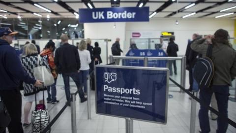 Passport sign at UK border