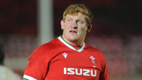 Rhys Carre playing for Wales