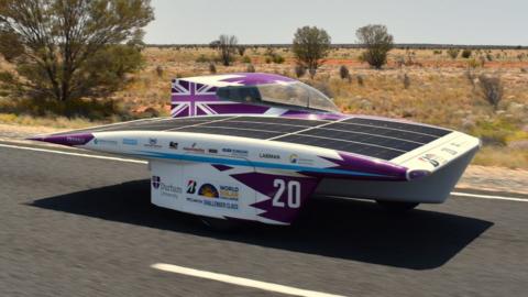Solar powered car in Australian Outback