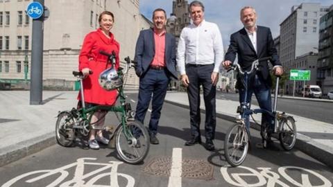 Rosslyn Colderley, Chris Boardman, Steve Rotherham, and Simon O'Brien on the Strand on 24 May 2022