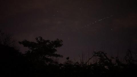 Starlink satellites in the sky above County Antrim