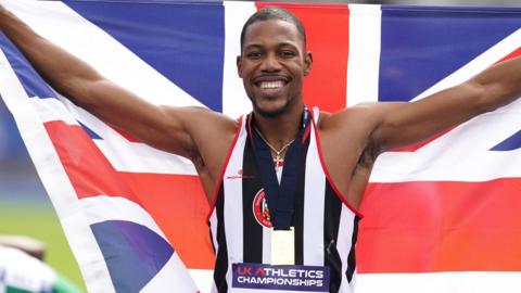 Zharnel Hughes celebrates sprint double at UK Athletics Championships