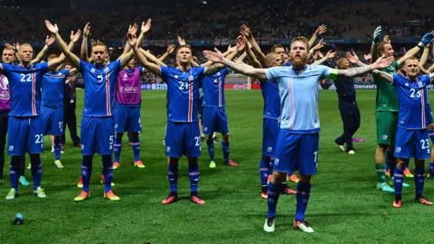 Iceland players celebrate