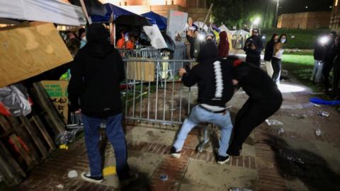 Violence breaks out at a protest on the UCLA campus