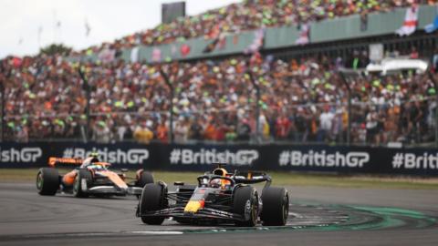Max Verstappen in the lead during the 2023 British Grand Prix