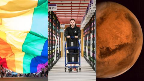 Pride flag in Taiwan, Black Friday worker, Mars