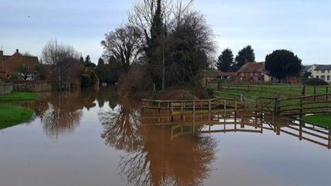 Watery Lane in Herefordshire under water