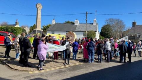 Campaigners gather in Llantwit Major for a counter protest