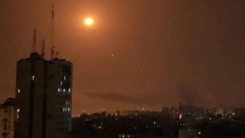 Rockets from Gaza being intercepted by Israel