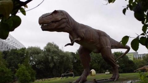 The life-size animatronic dinosaurs in Leazes Park are part of the Jurassic Kingdom tour.