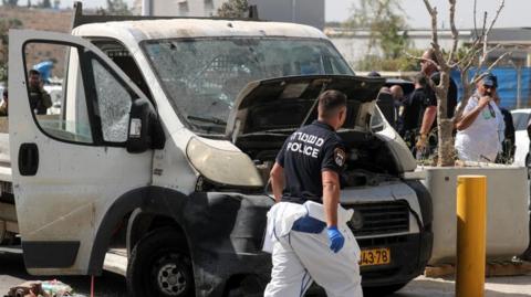 Scene of suspected ramming attack at Maccabim crossing (31/08/23)