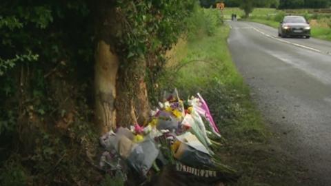 Floral tributes at the scene