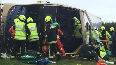 Overturned bus