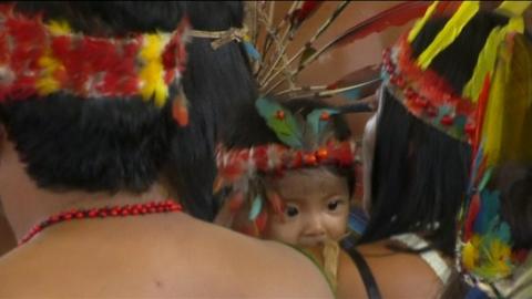 Indigenous people gathered to see the Pope
