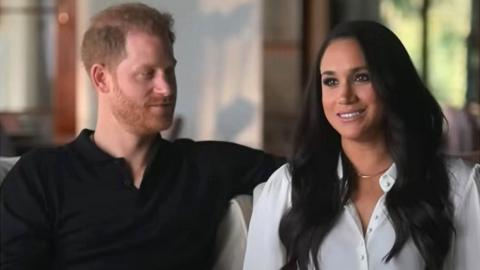 The Duke and Duchess of Sussex seen in the trailer for Harry & Meghan