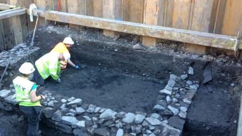 Excavation of 15th century stone building