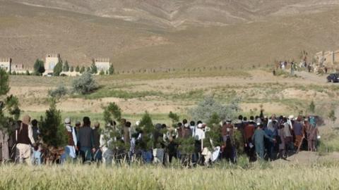 Marchers in Wardak district, Afghanistan on 14 June 2018