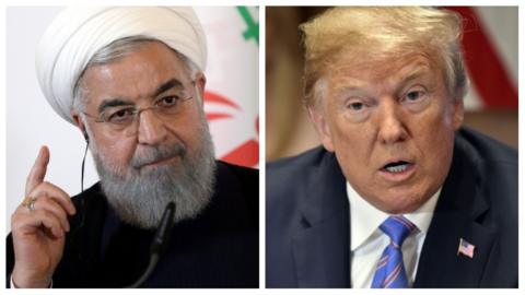 A composite image showing Donald Trump and Hassan Rouhani