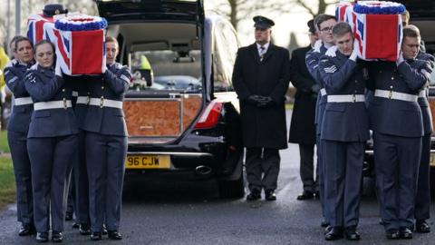 RAF personnel carried in the coffins of Edna and Victor Barnett