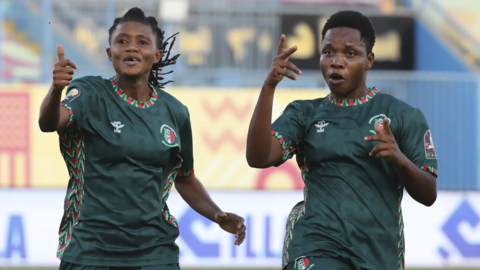 Hasaacas Ladies players celebrate a goal