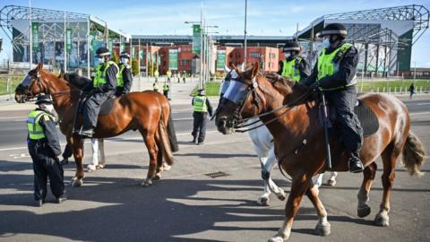 Police on duty at Celtic Park