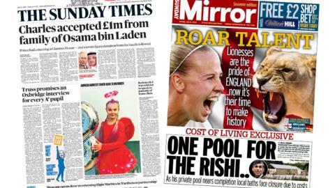 The Sunday Times and Sunday Mirror front pages 31 July 2022