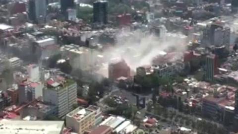 Buildings in smoke in Mexico.