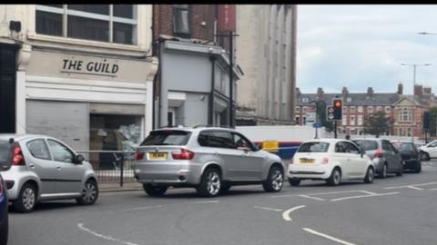 Traffic builds in Hull city centre on Saturday