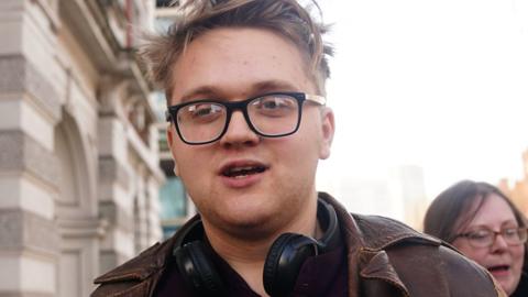 Harry May outside Westminster Magistrates' Court