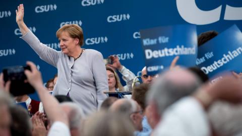 Angela Merkel at an election campaign event