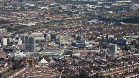 Aerial shot of Swindon