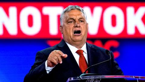 Prime Minister of Hungary Viktor Orban speaks during the general session at the Conservative Political Action Conference (CPAC) in Dallas, Texas, U.S., August 4, 2022.