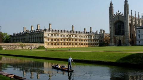 King's College, Cambridge and a punt on the River Cam