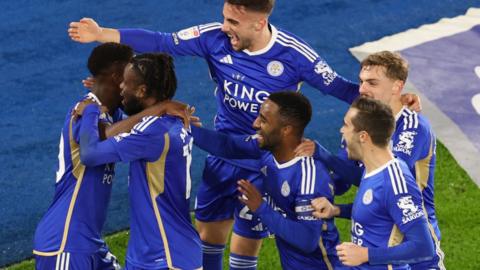 Leicester celebrate scoring