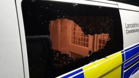 Damage to the police van