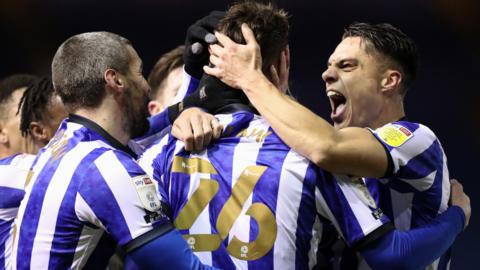 Sheffield Wednesday celebrate Liam Shaw's goal