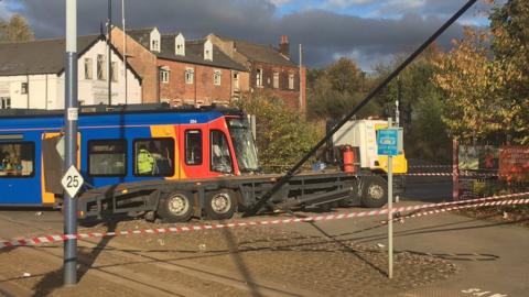 Tram-train collision with lorry