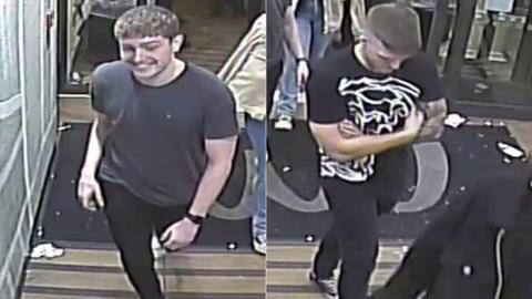 CCTV showing two men wanted in connection with the assault