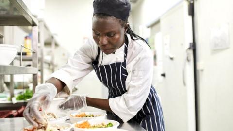 Chef prepares food