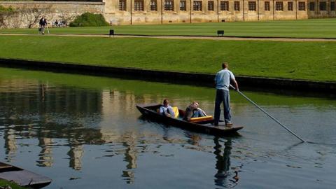 Punting on the River Cam in Cambridge