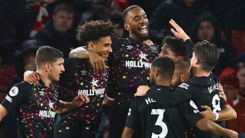 Brentford players celebrate