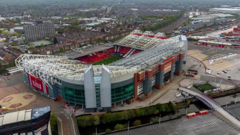 Old Trafford stadium and surrounding area