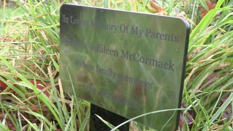 Plaque dedicating tree to loved one at Brian's Wood