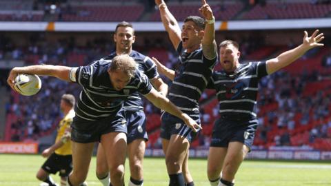 Featherstone Rovers hooker James Harrison scored the sixth of his side's seven tries at Wembley against York