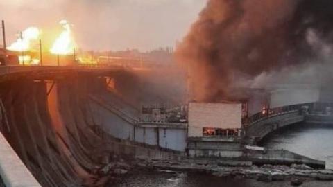 Ukraine's state hydropower company said a Russian strike had hit its largest dam, the DniproHES in Zaporizhzhia