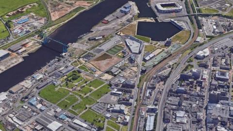 Google Earth view of the Middlehaven area showing streets, green areas and docks