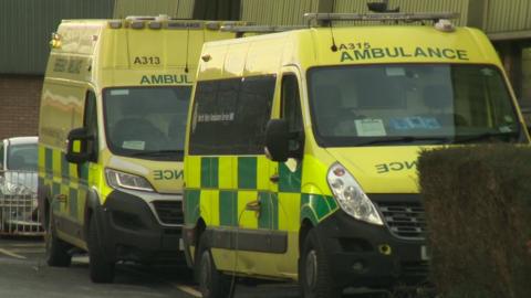 Ambulances outside Manchester Central Ambulance Station