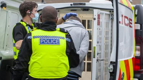 Northumbria Police officers making an arrest