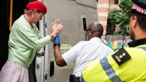 Sarah Jane Baker arrives at the City of London Magistrates' Court